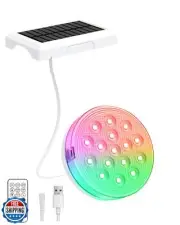 Solar Pool Lights, Rechargeable Submersible LED Lights with Remote, IP68 Wate