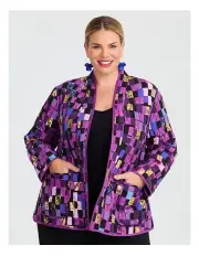 [Taking Shape] Reversible Check Quilt Jacket in Orchid/Print