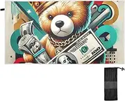 GAIGEO Royal Money Teddy King Extra Large Towels Adults Turkish Beach Towel Sand Free Cute Lightweight Beach Towel Beach Accessories Travel 71 x 31 Inch