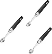 MAGICLULU 3 Pcs 304 Fruit Spoons Set Stainless Steel Melon Baller Non-Slip Handle for Watermelon Cucumber Cantaloupe Dragon Fruit Black