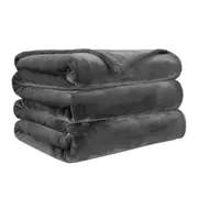 LINENOVA Flannel Fleece Blanket Cozy Soft Double/Queen Blanket - Charcoal