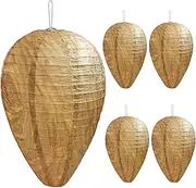 DECYOOL Mini Size Paper Wasp Nest Decoy Hanging Fake Wasp Nest for Wasps Hornets Yellow Jackets (4)