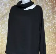 Terra & Sky Black Sweater Open Shoulder Pull Over Plus size 1X NEW