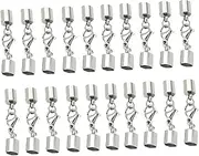 HEALSOPTHY 20pcs Leather Cord Buckle Silver Jewelry Connector Links Necklace Bracelet Clasp Bracelet Fastener Clasps Rope Bracelet Closure Lobster Jewelry Clasp Charm Bracelet Chain