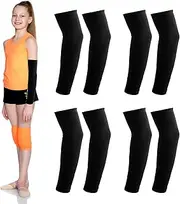 [NQEUEPN] 4 Pairs Kids Arm Bands, Protection & Cooling for Kids, Basketball, Tennis, Football, Outdoor Activities, Sunblock & Kids Comfort, Black, Medium
