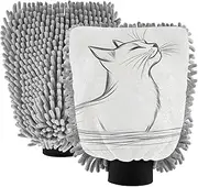 XYMZR Cat Simple Line Absorbent Microfiber Car Wash Mitt, Funny Cute Anime Scratch Free for Cars Cleaning, Home Cleaning Mitts, 2 Pack, 10.24” L x 7.09” W