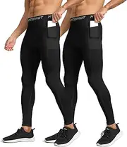 [HYCOPROT] Mens Compression Pants Athletic Base Layer Leggings Cool Dry Workout Tights for Running Yoga Gym Basketball
