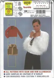 Burda 8559 Sewing Pattern - Jacket, Vest-All Sizes 8-20-Uncut-Brand New