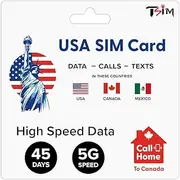 USA SIM Card 45 Days for Travel! Unlimited Data, Calls & Texts in USA, Canada & Mexico. Prepaid SIM Card for Tourists.