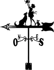 Wind vanes, Outdoor Garden Weathervane Metal Weather Vanes with Elephant Girl and Pet Ornament Wind Direction Indicator Weathervane for Roof Yard Measuring Tool