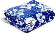 Vera Bradley Collegiate Plush XL Throw Blanket (Multiple Teams Available), Royal/White Rain Garden