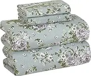 Bliss Casa 4 Piece 100% Cotton Flannel Sheet Set Queen - High GSM Deep Pockets, Warm Breathable Flannel Sheet Set. Flannel Bed Set includes 1 Flat Sheet, 1 Fitted Sheet & 2 Pillowcases (Blossom)