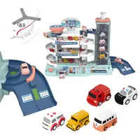 在飛比找PChome24h購物優惠-軌道車玩具 小汽車大樓闖關大冒險 燈光音效軌道玩具車組