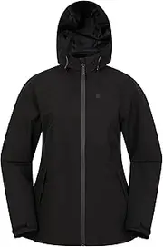 [Mountain Warehouse] Vancouver Womens Lightweight Waterproof Jacket - Taped Seams Ladies Rain Coat, Breathable, Adjustable Hood - Best for Travelling, Walking, Outdoors Black Women's Size 10, Black, 6