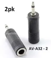 2pk 1/4" Mono Female Jack to 3.5mm Mono Plug Adapter