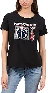 Junk Food Women's Standard NBA Scribble Square-Officially Licensed Short Sleeve Fan T-Shirt