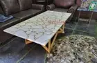 Dining Table, Coffee Table, White Quartz Table Top, Modern Living Room With Gold