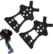 [galeyyu] Crampon Traction Cleats, 8-Spikes Ice Snow Grips for Ice Fishing, Footwear Traction Crampons for Winter Climbing, Fishing, Mountaineering