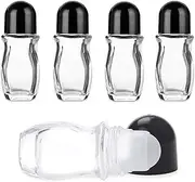 Jrusmr 4-Pack Glass Roller Bottles with Plastic Roller Balls-Leak-Proof Deodorant Roll-On Containers with Caps for Essential Oils, Perfumes, and Cosmetics (30 ml/1 oz)-Massage