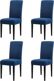 SUBRTEX STRETCHY NON-SLIP DINING CHAIR SLIPCOVERS, 4 PACK, BLUE