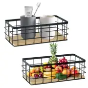 2-Pack Small Wire Baskets, Metal Wire Storage Baskets, Rustic Storage Bin Woo...