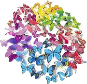 72 x PCS 3D Colourful Butterfly Wall Stickers DIY Art Decor Crafts for Nursery Classroom Offices Kids Girl Boy Baby Bedroom Bathroom Living Room Magnets and Glue Sticker Set