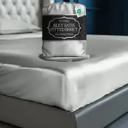 Satin Fitted Sheet King Size (1 PC) – Luxuriously Smooth & Softer Than Silk B...