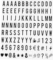 A Set 104Pcs Black Cinematic Lightbox Replacement Letters & Numbers Signs for A4 Light Up Letter Box Sign Message Board, Presentation Boards 65.4x35mm, for Home or Events(Light Box is NOT Included)