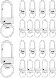 uxcell Metal Lobster Claw Clasps, 20 Pack Swivel Lanyards Trigger Snap Hooks Keychain Clips with Key Rings for Making Bags Purses Straps DIY Crafts Necklace Findings, White