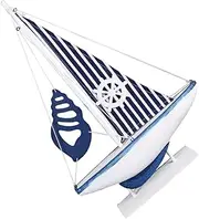 Hohopeti 1Pc Wooden Sailboat Craft Model Mediterranean Style Decorative Sailing Ship Ornament for Home Office and Events Elegant Blue Nautical Decor with Unique Retro Charm