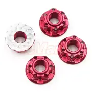 Yeah Racing 4mm Aluminium Wheel Flange Lock Nut 4pcs For RC Cars Red #YA-0448RD