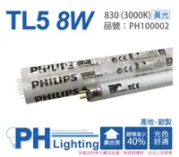 在飛比找PChome24h購物優惠-(2入)PHILIPS飛利浦 TL5 8W 830 黃光 三