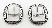Pair Jeremiah Watt Oval Center Bar Buckles Stainless Horse Tack Sizes Original