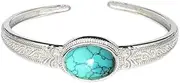 Retro Bracelet925Sterling Silver Bangle Ladies 925 Silver Bracelet Vintage With Mosaic Turquoise Cuff Bangle Silver Bracelets Birthday Gifts For Sisters