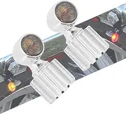 HCmotorku Motorcycle Turn Signal Brake Running Light Front Rear Universal LED Mini Lamp Fit for Harley Touring Road King Street Gilde Electra Glide Softail Dyna Sportster (Chrome Housing Smoke Lens)