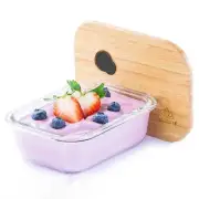 Glass Bamboo Meal Prep Container Leakproof Plastic Free Bento Box 13oz