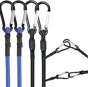 WANGBINGFF Bungee Cords, 4 Pack Elastic Bungee Straps with Carabiner Hooks, Black and Blue, Nylon, Ideal for Camping, Hiking, and Outdoor Use