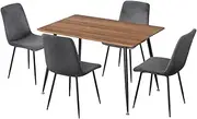 1 Artiss Dining Table and 4 Chairs Set Grey Velvet