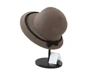 C32 Ladies Dark Gray Bowknot Hat Japanese Dome Straw Hat Sun Protection Holiday Folding Hat Foldable Bowknot Beach Straw Hat