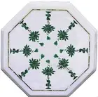 Heritage Art Coffee Table Top White Marble Patio Side Table for Garden Decor