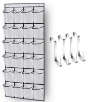 MISSLO Over-Door Shoe Organizer with 24 Mesh Pockets White
