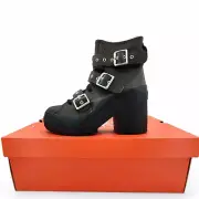 Converses Chuck 70 De Luxe Boots Womens 7.5 Leather Buckle Heel Biker NEW in Box