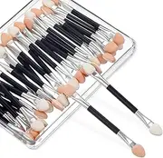Disposable Eyeshadow Applicators, 30 PCS Dual Sides Eyeshadow Applicators Double Head Eye Shadow Sponge Brushes 3.1 Inch Eye Shadow Applicator Sticks Eye Makeup Applicator Tool for Women Girls, Black