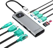USB C Hub for Laptop - PD100W Charging, RJ45 Ethernet, USB3.0, HDMI 4K, VGA, ...