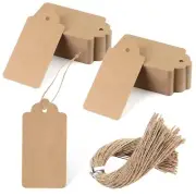 100 Pack 2x4 Inch Kraft Paper Tags with Strings for DIY Crafts Arts Gift Bags