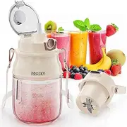 Portable Blender, PRASKY Personal Blender for Shakes and Smoothies with 27oz Cup, Lid and Shoulder Strap, Type-C Rechargeable, Dishwasher Safe Parts, BPA free, for Sports/Travel/Hiking/Office/School
