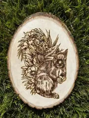 Squirrel animal lovers coasters centerpiece wall decor pyrography wooden handmad