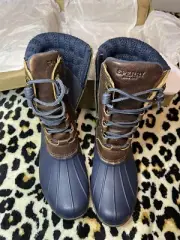 Sperry Womens Brown & Blue Winter Rain Duck Boot Size 9M STS99068