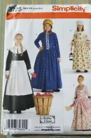 Simplicity 3725 Girls Costume DRESS Quaker Amish Pilgrim Pioneer Sewing Pattern
