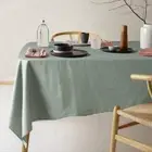 NNEDSZ Vintage Design Homewares Helm Green Washed Linen Cotton Tablecloth 150cm